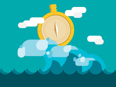 Waves & Compass compass flat design water waves