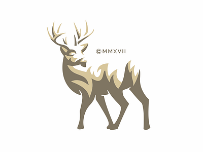White Tailed Deer 2 color brandmark flat logo minimalist