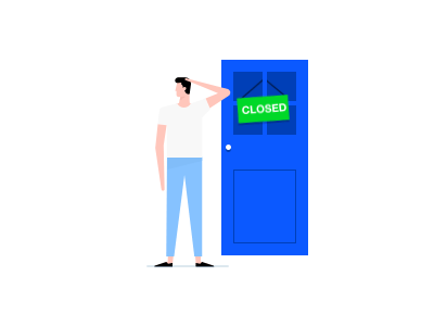 No permission animation characters closed door gif illustration