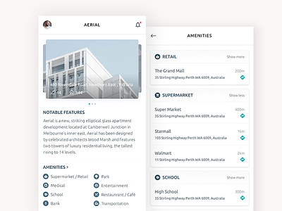 Building & Amenities amenity app building card clean list management mobile ui ux