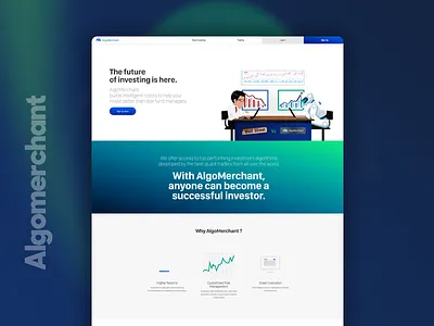Algomerchant website finance website minimal vector web