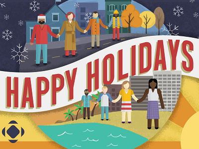 Holiday Card for PIR christmas greeting card illustration