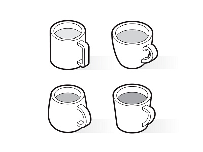 Isometric outline cups 3d coffee cup drink icon illustration isometric mug outline symbol vector