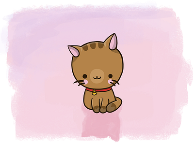 Cute kitten big head cartoon cat character digital art drawing kitten kitty