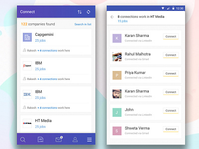 Shine.com Android app android app gradient material design mobile ui ux