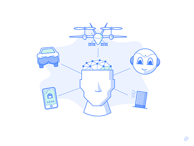 AI control car drone icon illustration lineart monochrome phone robot