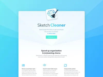 SketchCleaner - Website clean cleaner header one page one pager plugin product sketch sketchcleaner sketchplugin webpage website