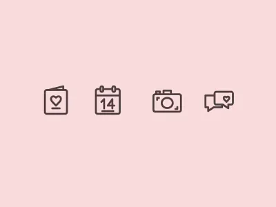Love Icon set love pink. icon. line. valentine