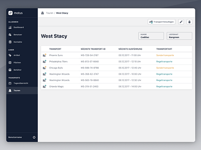 Transport Overview application cards design icons overview product table transport ui ux web webapp