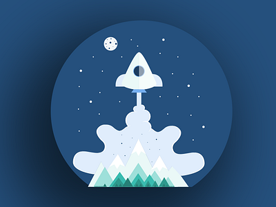 Success Rocket Illustration colours design flat illustration mountain rocket sky