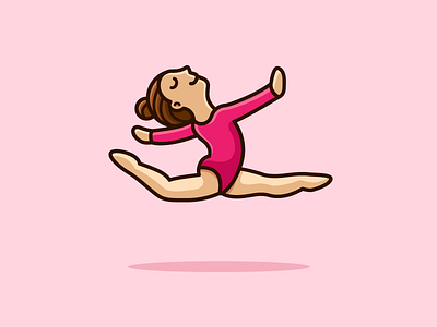 Gymnastics Girl aerobics exercise ballerina character beautiful flexible cartoon mascot child children fit fitness healthy girl girly gymnastics gym human sport illustrative illustration jump jumping woman women