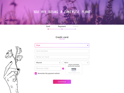 Daily UI #002 Credit Card Check Out 002 dailyui flower webdesign
