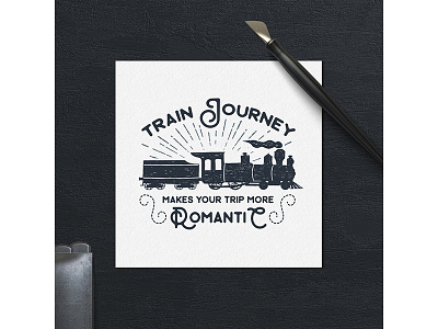 Train journey makes your trip more romantic badge design grunge hipster lettering logo pirate train typography vintage