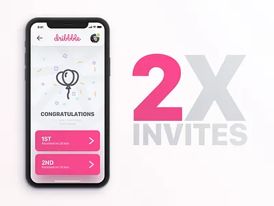 2X Dribbble invites confetti draft dribbble giveaway invitation invite invites iphone mockup players sketch x