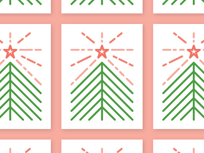 Line Tree card christmas line monoline pine star tree