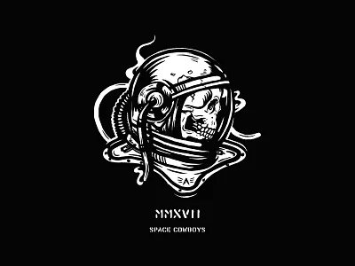 Space Cowboy apparel astronaut cowboy illustration illustrator photoshop skull smoke space tattoo vector vintage