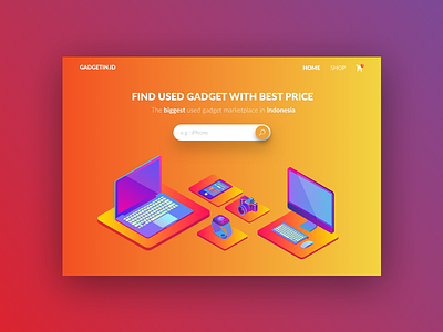 Isometric Landin Page card flat gradient illustration landing page ui ux web