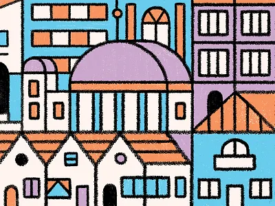 Town WIP buildings city clean geometric grid illustration line simple town