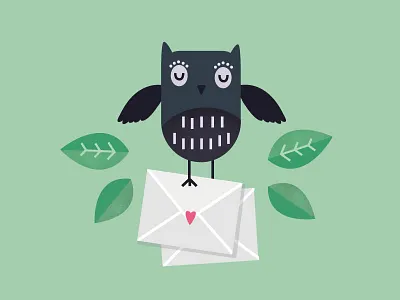 Little Owl cards dribbble envelope giving greetings leaf leaves letters messenger owl playoff