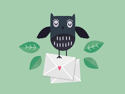 Little Owl cards dribbble envelope giving greetings leaf leaves letters messenger owl playoff