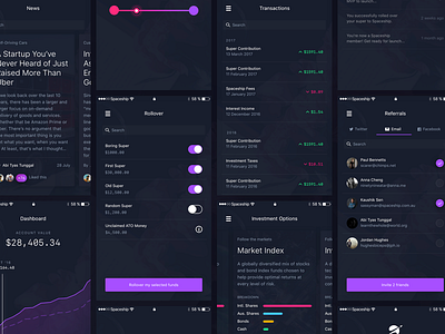 Spaceship Mobile Concept II app finance fintech invest ios mobile purple signup space spaceship super superannuation
