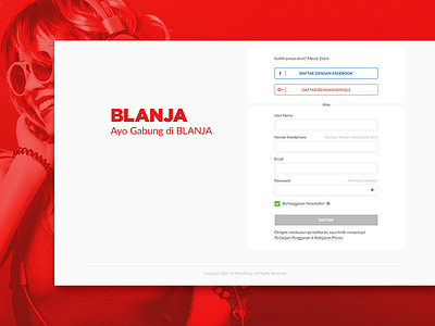 Blanja Registration Page blanja blanja.com registration registrationpage ui uiux weeklychallenge