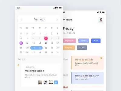 Calendar Plan app iphone x calendar plan ui white practice