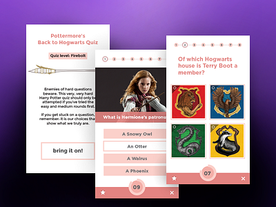 Quiz App harry potter magic pottermore quiz app ui ux