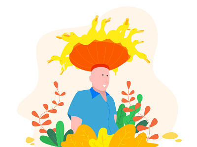 头顶鸭子的男人 插画