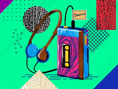 Design Everyday - Day 26- walkman casette illustration pattern retro texture walkman