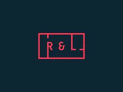 R & L property development construction dark development floorplan l logo minimal property r red