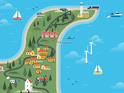 Map Illustration colorful illustration map nordjylland skagen