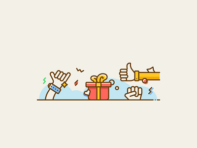 Simple Illustration 2 finger gift good hand happy illustration like line present vacation well wish