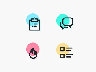 Icons chat clipboard colorful discussion fire flame forum hot icons list outline