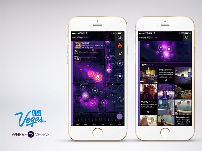 Where To Vegas app data visualization geo fence heat map map mobile social uiux