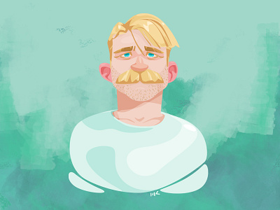 Golden art blonde illustration mustache portrait stache study vector zat3am