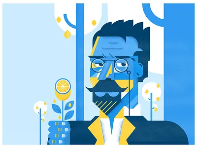 Anton Pavlovich Chekhov chekhov flat grain illustration portrait