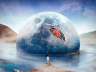 ... but I'm still dreaming. adventure boss dream fantasy hiking lake landscape monster photomanipulation photorealism scenery scifi