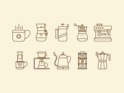 Coffee Icon Set coffee craft design iconography icons line art