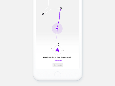 Hiking navigation route app app clean ios11 iphone navigation screen space ux