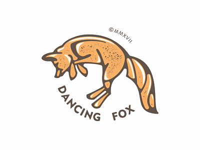 Dancing Fox 2 color distressed vector