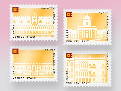 Venice's stamps #2 art ca doro gold italy palazzo ducale peggy guggenheim postage stamps punta della dogana travel venezia venice