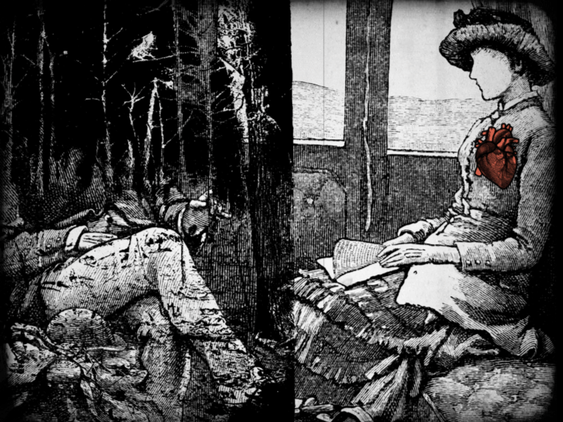 Heart Thief engraving heart beating passengers train