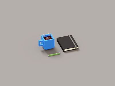 A Notetaker's Inventory coffee cup isometric magica voxel pen sketchbook voxel