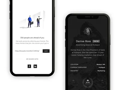 A profile for Salespeople bravado dark illustration iphone x luxury marketing modern profile sales