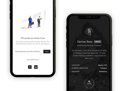 A profile for Salespeople bravado dark illustration iphone x luxury marketing modern profile sales