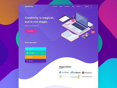 Desitivity - Landing Page Design Idea colourful design gradient idea isometric landing new page trend ui ux