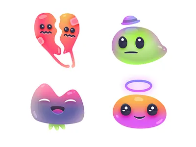 Stickers Kingdom Flou #3 app character color cute gradient heart illustration magic monster music night stickers