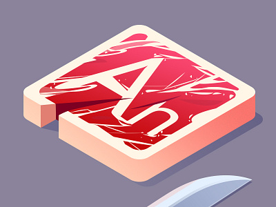 Meat adobe an icon illustrate isometric knife meat steak