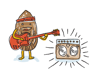 Almond Guitarist almond amplifier bitchin guitar guitar amp guitarist illustrator vector hero brushes